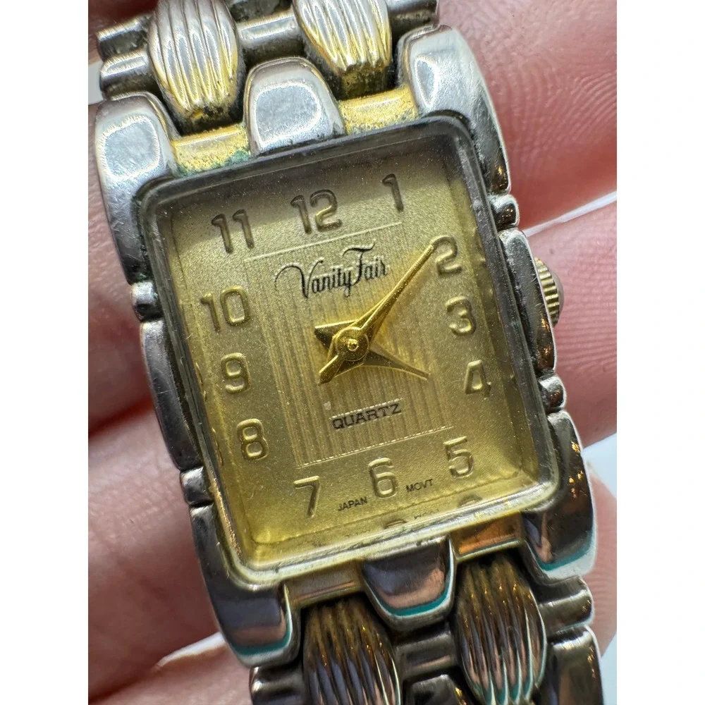 Vintage Vanity Fair Womens Two Tone Silver Gold Quartz Watch Japanese